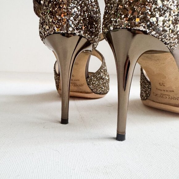 Jimmy Choo Bronze Glitter Emily Heels 35 - Picture 8 of 10